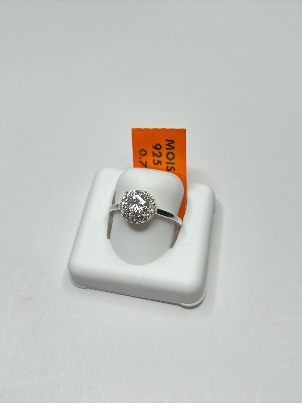 Sterling Silver Halo Ring with Moissanite